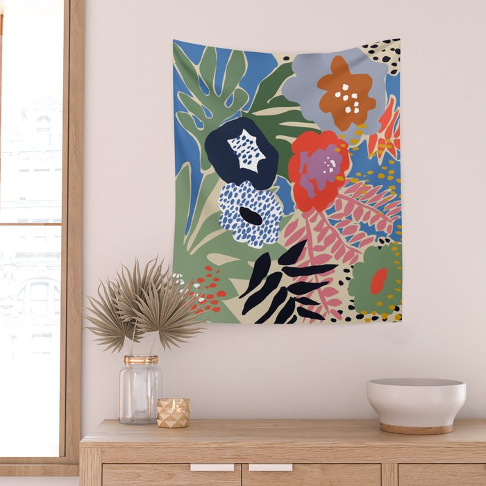 Maximalist floral shapes Wall Tapestry Gallery Image 2