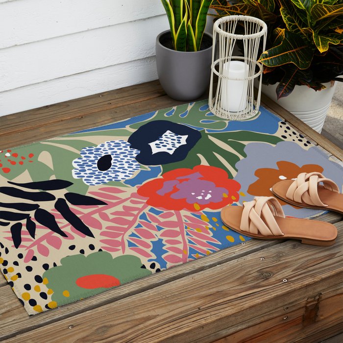 Maximalist floral shapes Outdoor Rug Gallery Image 2