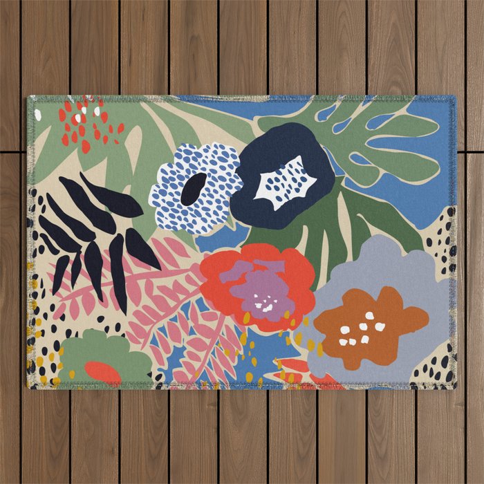 Maximalist floral shapes Outdoor Rug Gallery Image 1
