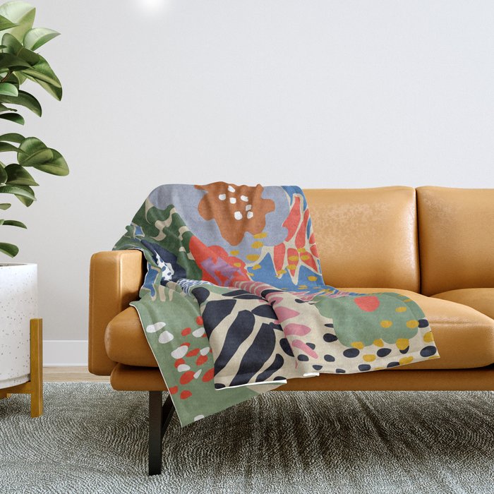 Maximalist floral shapes Throw Blanket Gallery Image 1