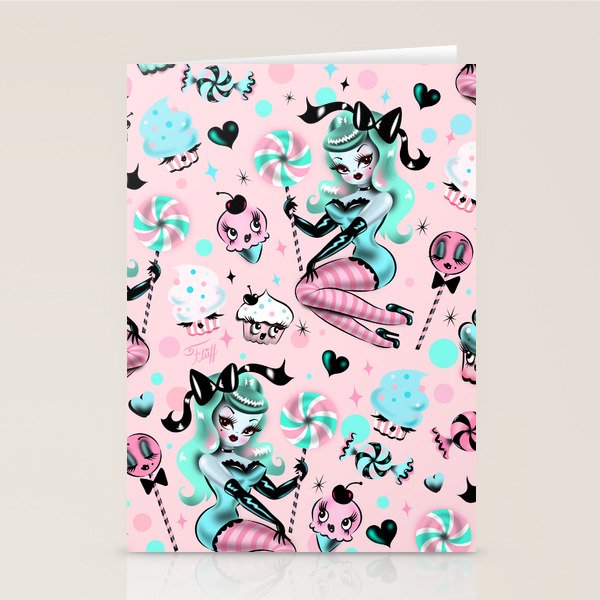 MInt Sugar Pinup Doll Pattern Stationery Card Gallery Image 1