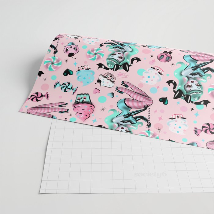 MInt Sugar Pinup Doll Pattern Wrapping Paper Gallery Image 2