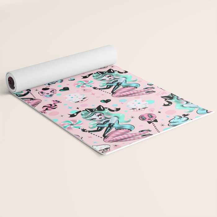 MInt Sugar Pinup Doll Pattern Yoga Mat Gallery Image 2