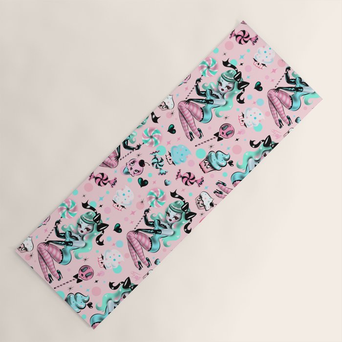 MInt Sugar Pinup Doll Pattern Yoga Mat Gallery Image 1