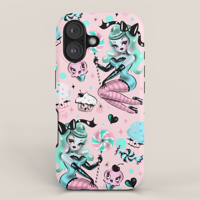 MInt Sugar Pinup Doll Pattern iPhone Case Gallery Image 1
