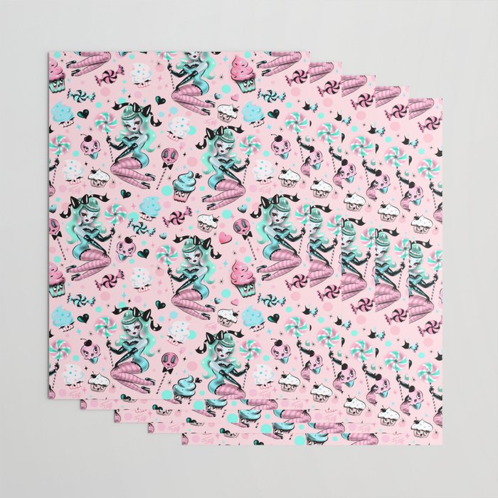 MInt Sugar Pinup Doll Pattern Wrapping Paper Gallery Image 3