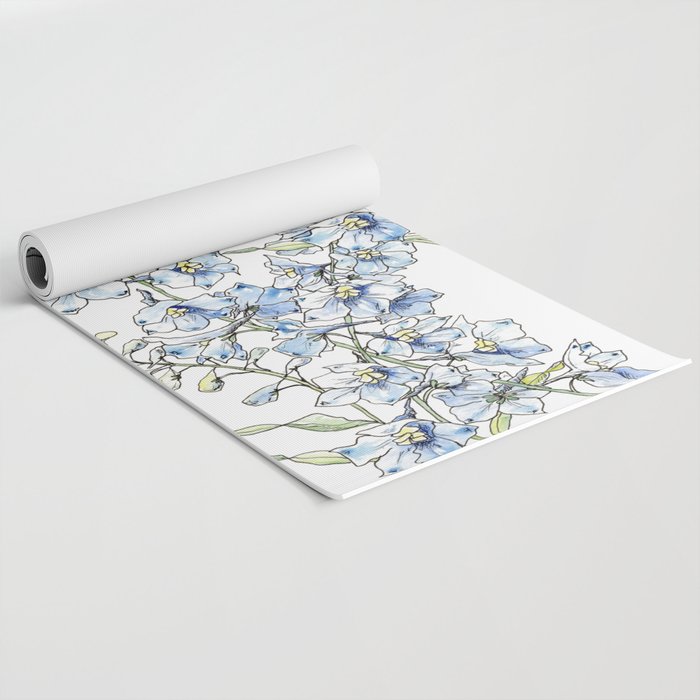 Blue Delphinium Flowers Yoga Mat Gallery Image 2