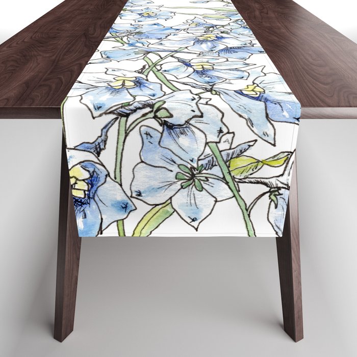 Blue Delphinium Flowers Table Runner Gallery Image 1