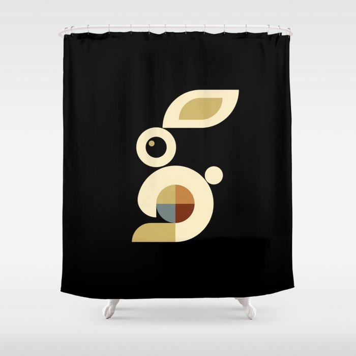 white rabbit modern Shower Curtain Gallery Image 1