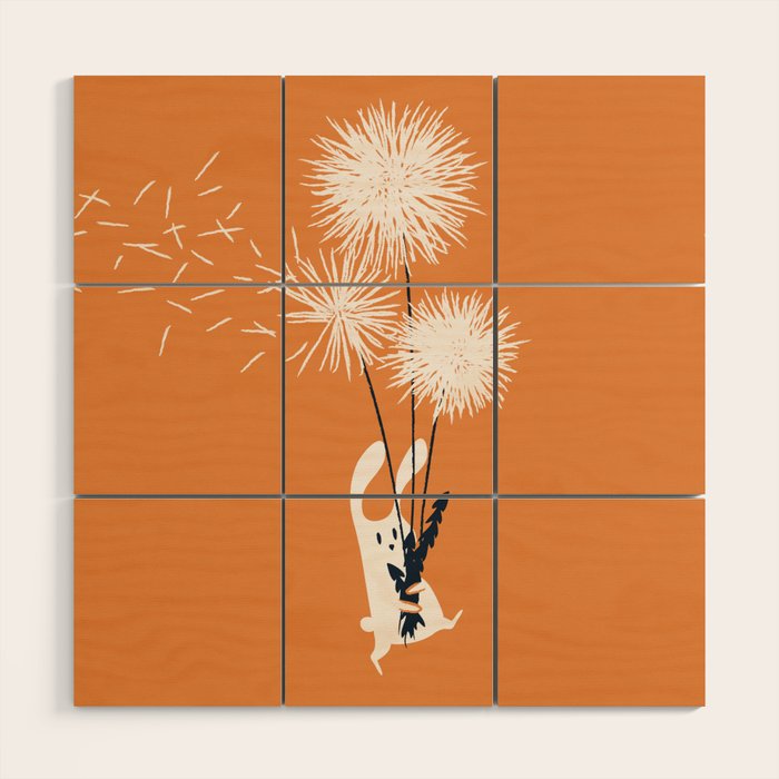 Bunny and Dandelion Bouquet Wood Wall Art Gallery Image 1