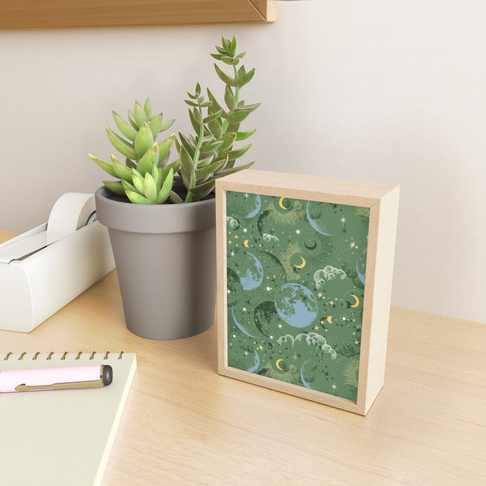 Greenish starry lunar sky Mini Art Print Gallery Image 2