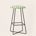 Checkerboard Mini Check Checkered Pattern Light Sage Green and Cream Stool Gallery Image 1