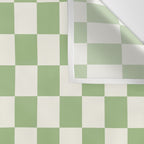 Checkerboard Mini Check Checkered Pattern Light Sage Green and Cream Wall Tapestry Gallery Image 3