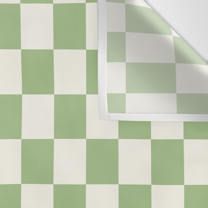 Checkerboard Mini Check Checkered Pattern Light Sage Green and Cream Wall Tapestry Gallery Image 3