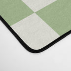 Checkerboard Mini Check Checkered Pattern Light Sage Green and Cream Desk Mat Gallery Image 4