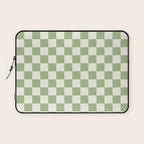 Checkerboard Mini Check Checkered Pattern Light Sage Green and Cream Laptop Sleeve Gallery Image 1