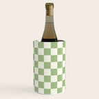 Checkerboard Mini Check Checkered Pattern Light Sage Green and Cream Wine Chiller Gallery Image 2