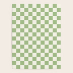 Checkerboard Mini Check Checkered Pattern Light Sage Green and Cream Poster Gallery Image 4