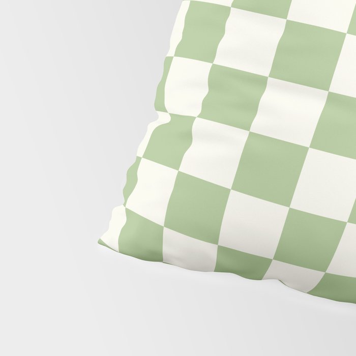 Checkerboard Mini Check Checkered Pattern Light Sage Green and Cream Pillow Sham Gallery Image 4