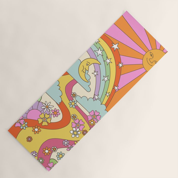 retro hippie boho print  Yoga Mat