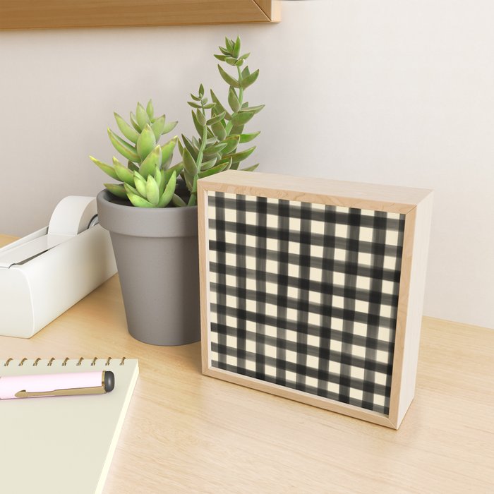 Watercolor Gingham - Black and Cream Mini Art Print Gallery Image 2
