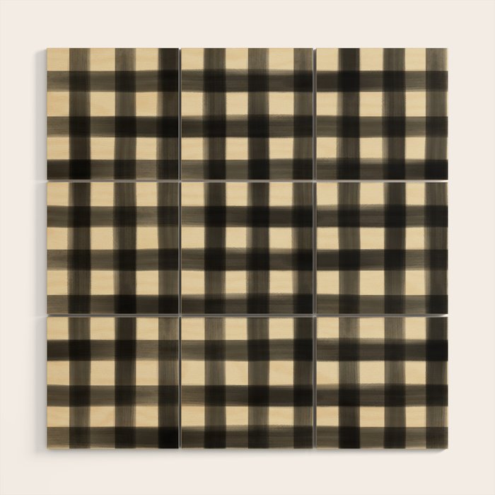 Watercolor Gingham - Black and Cream Wood Wall Art Gallery Image 1