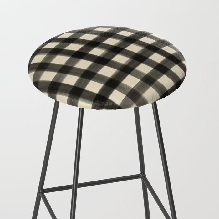 Watercolor Gingham - Black and Cream Stool Gallery Image 2