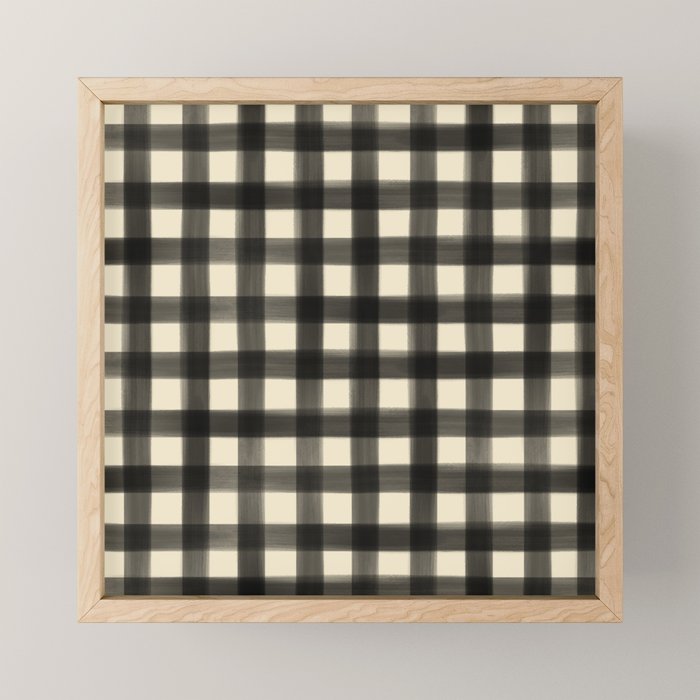 Watercolor Gingham - Black and Cream Mini Art Print Gallery Image 1