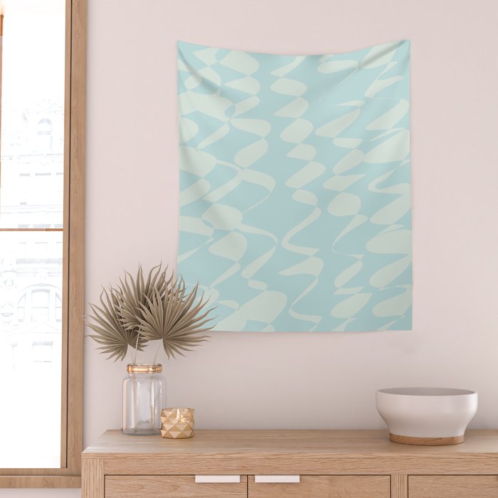 Abstract Pastel Blue Ripple Wall Tapestry Gallery Image 2