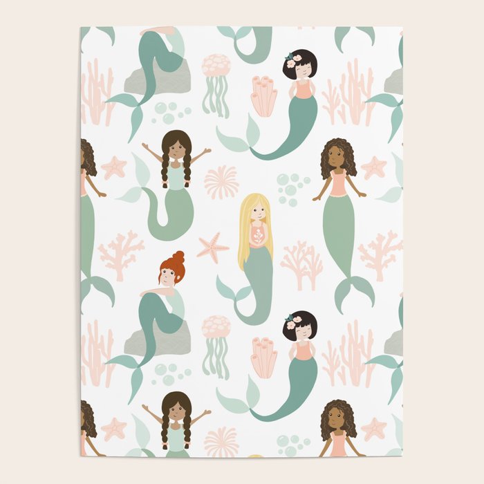Mermaid Friends, Mermaid Art, Little Mermaids, Mermaid Decor, Nursery Poster Gallery Image 1