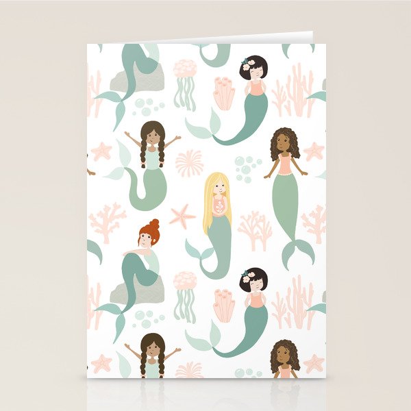 Mermaid Friends, Mermaid Art, Little Mermaids, Mermaid Decor, Nursery Stationery Card Gallery Image 1
