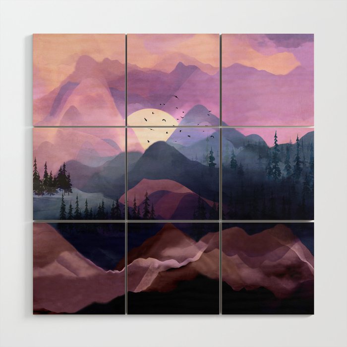 Misty Mountain Morning Wood Wall Art Gallery Image 1