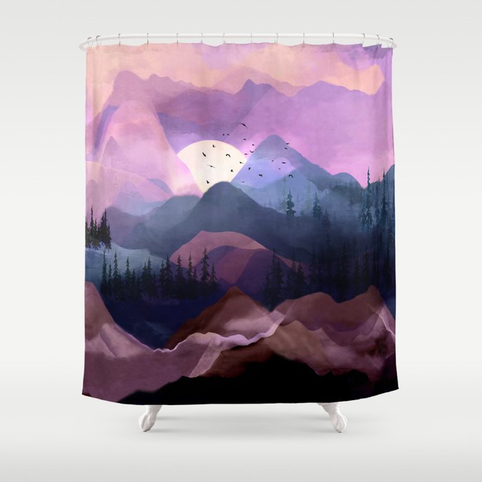 Misty Mountain Morning Shower Curtain Gallery Image 1