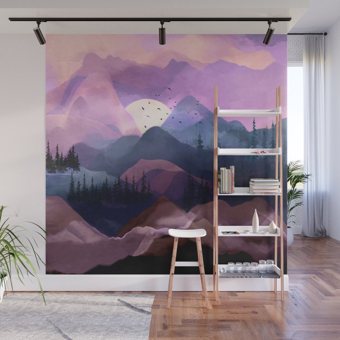Misty Mountain Morning Wall Mural Gallery Image 1