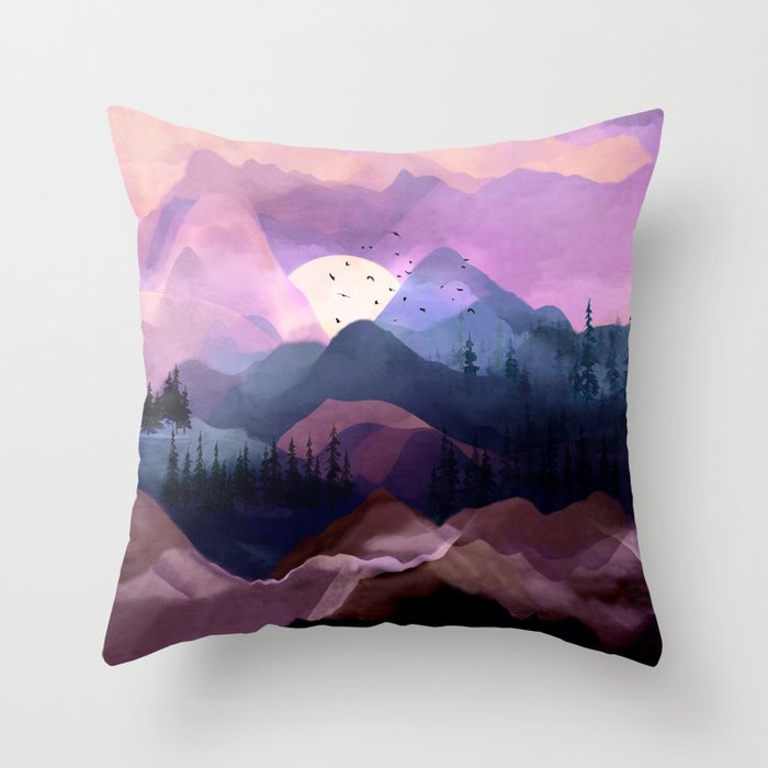 Misty Mountain Morning Throw Pillow Gallery Image 1