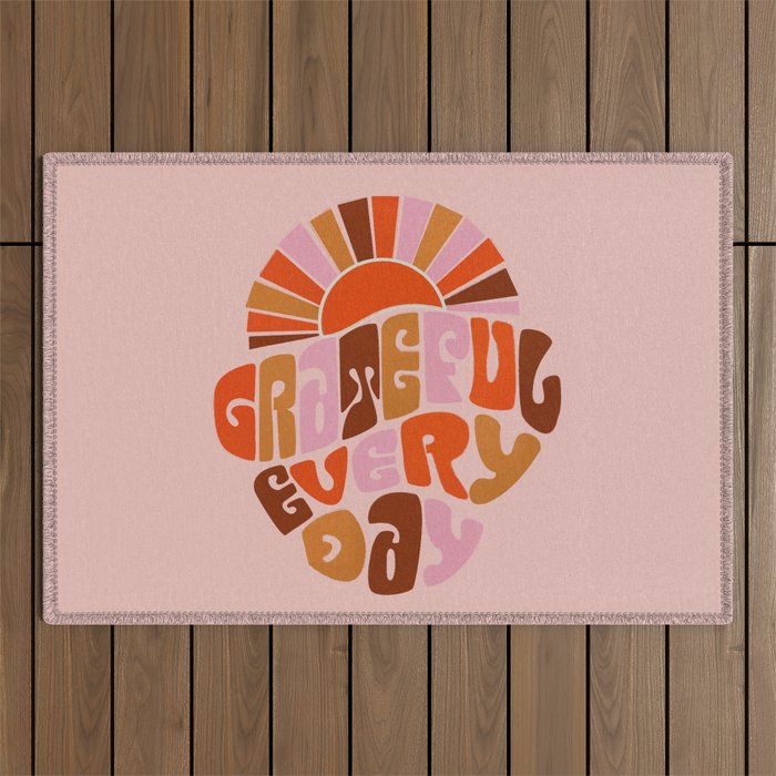Grateful Everyday - 70s Hippie Style  Outdoor Rug Gallery Image 1