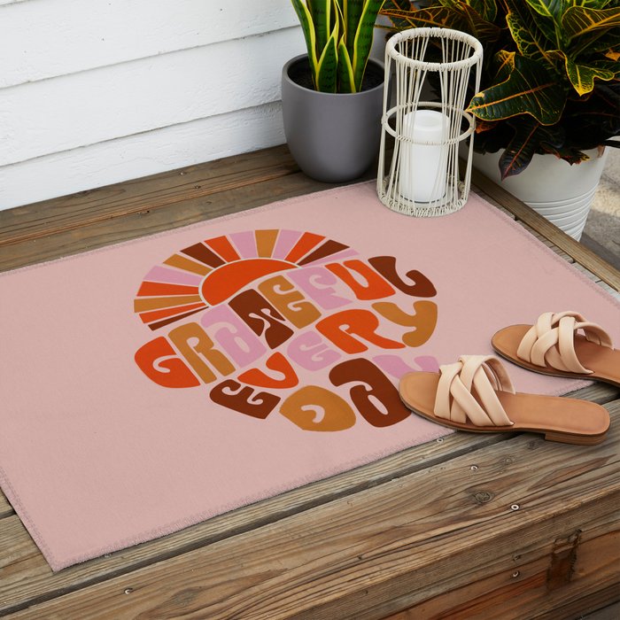 Grateful Everyday - 70s Hippie Style  Outdoor Rug Gallery Image 2