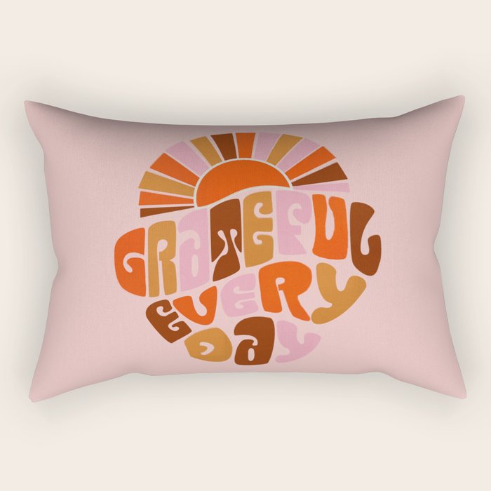 Grateful Everyday - 70s Hippie Style  Rectangular Pillow Gallery Image 1