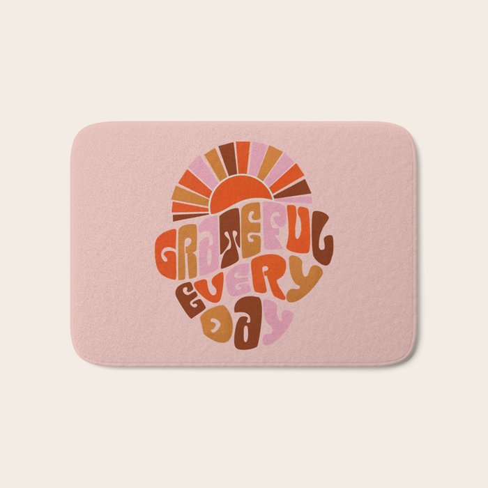 Grateful Everyday - 70s Hippie Style  Bath Mat Gallery Image 1