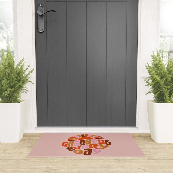 Grateful Everyday - 70s Hippie Style  Welcome Mat Gallery Image 3