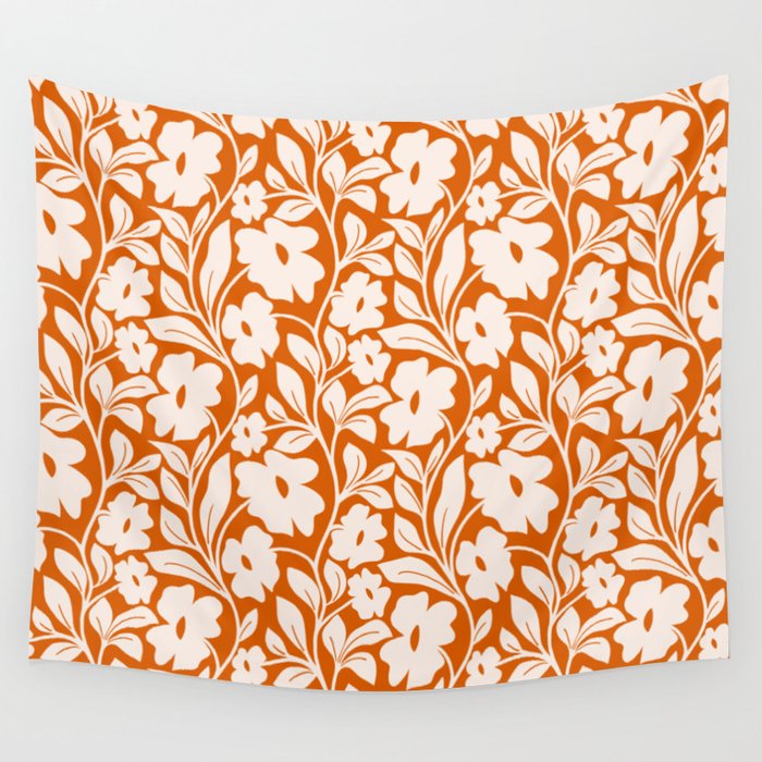 Tropical Vines Pattern - Terracotta Wall Tapestry Gallery Image 1