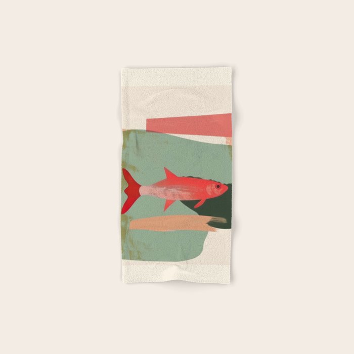 Red Fish Abstract Bath Towel Gallery Image 1