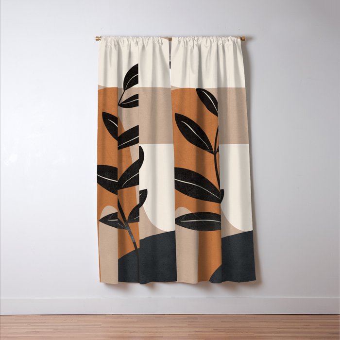 Modern Abstract Minimal Shapes Branches Art 8 Window Curtain Gallery Image 3