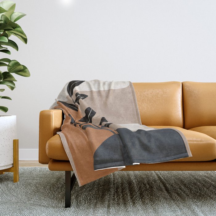 Modern Abstract Minimal Shapes Branches Art 8 Throw Blanket Gallery Image 1