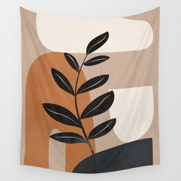 Modern Abstract Minimal Shapes Branches Art 8 Wall Tapestry Gallery Image 4