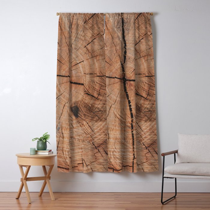 Tree Rings Rustic Cabin Lodge Raw Wood Window Curtain Gallery Image 5