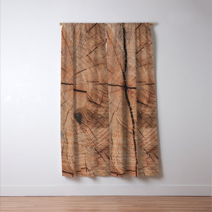 Tree Rings Rustic Cabin Lodge Raw Wood Window Curtain Gallery Image 3