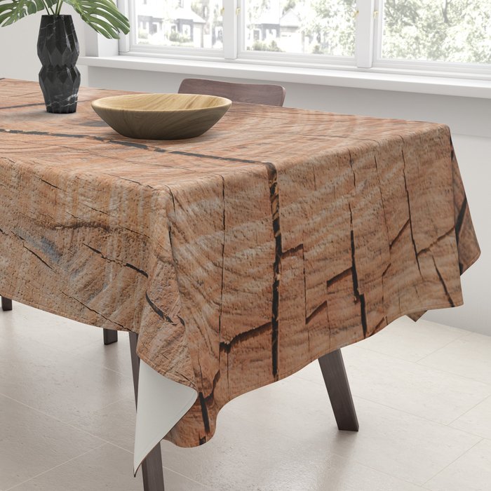 Tree Rings Rustic Cabin Lodge Raw Wood Tablecloth Gallery Image 3