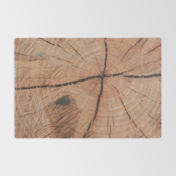 Tree Rings Rustic Cabin Lodge Raw Wood Rug Gallery Image 2