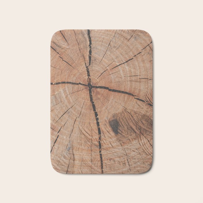 Tree Rings Rustic Cabin Lodge Raw Wood Bath Mat Gallery Image 1